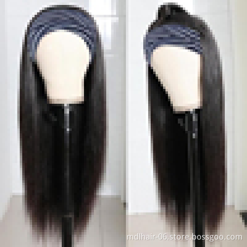 Hot Selling Brazillian Hair Virgin Brazilian Wigs Straight Headband Wigs Manufacturers Unprocessed Human Hair